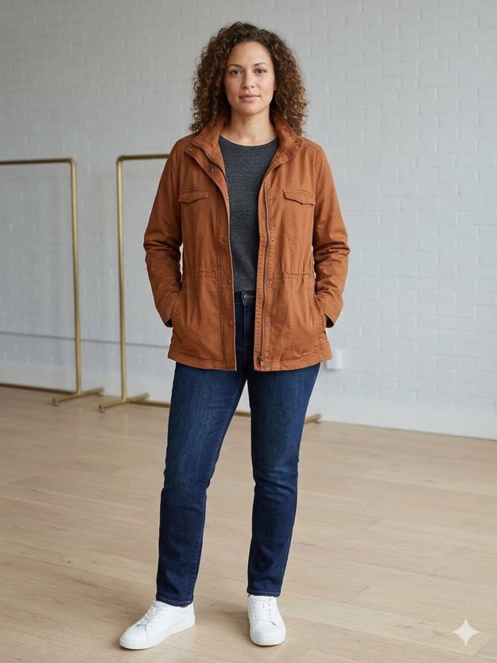 Sonoma lightweight rust utility jacket, zip & snap closure, pockets, size XXL